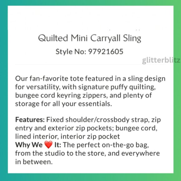 Free People Mini Carryall Sling Bag - Quilted Carryall - Picture 7 of 11